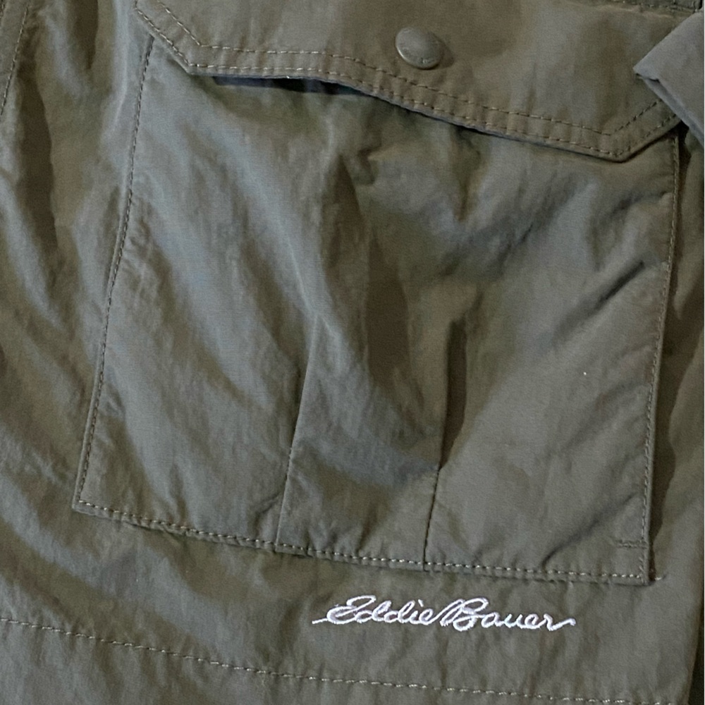 Eddie Bauer Olive Green Utility Field Jacket M Cinch Waist Travel Lightweight - Picture 8 of 12